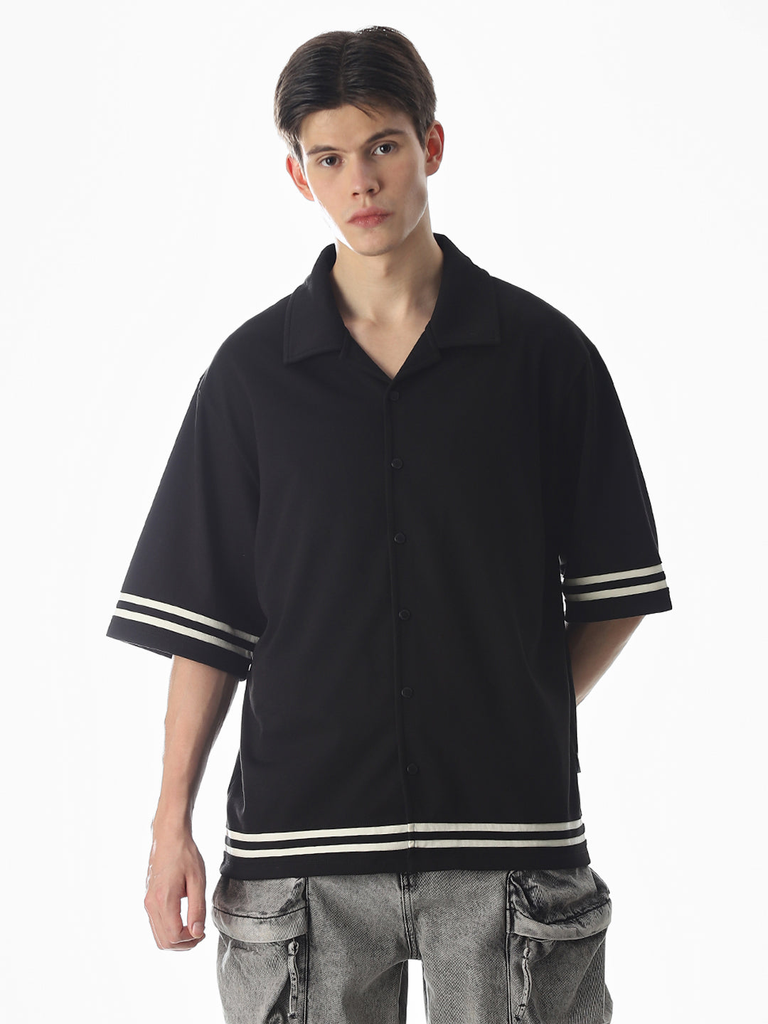 Black Knit Oversized Shirt