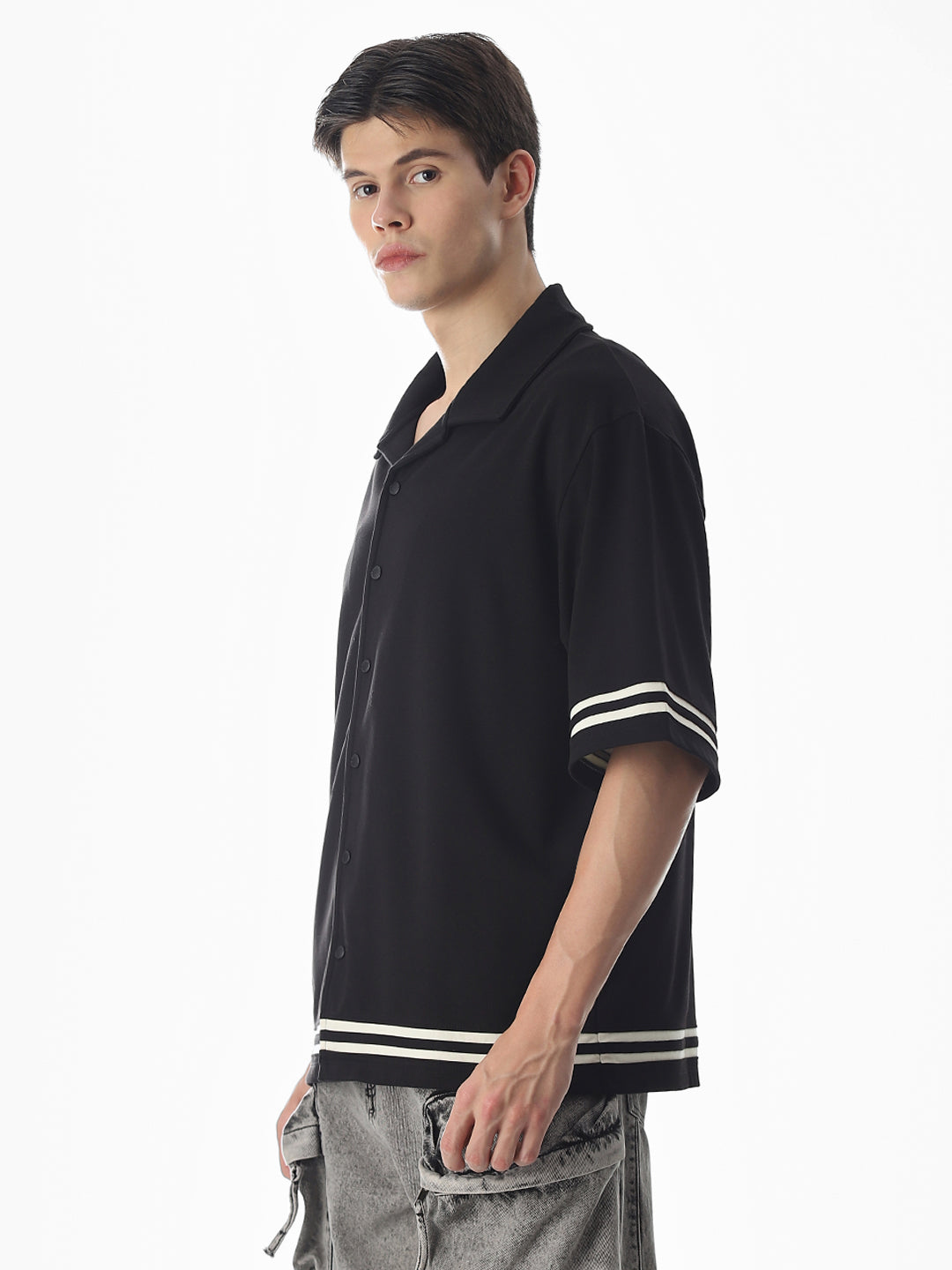 Black Knit Oversized Shirt