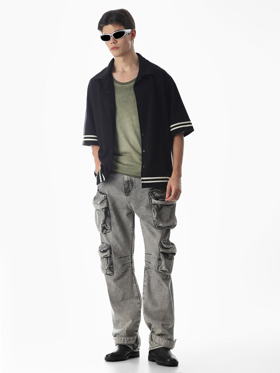 Black Knit Oversized Shirt