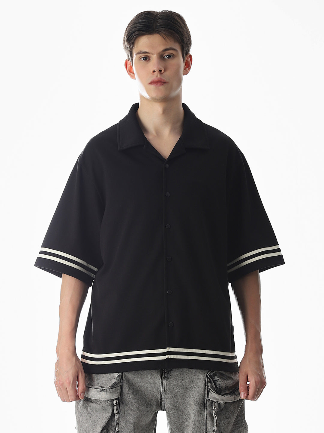 Black Knit Oversized Shirt