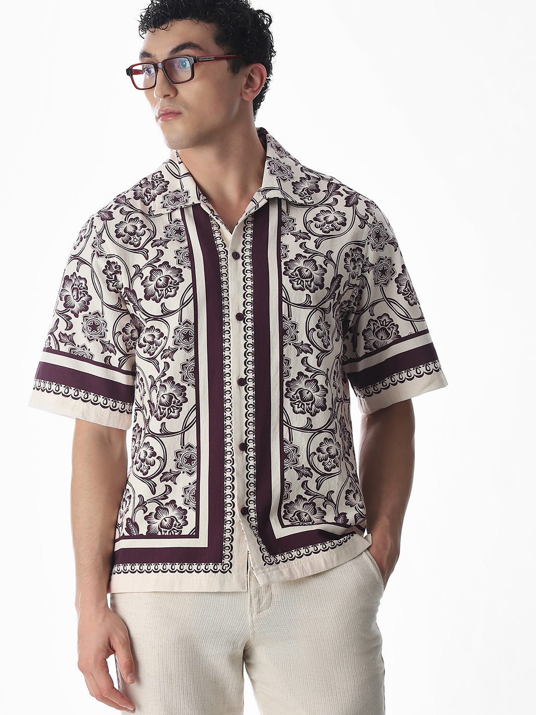 Printed Drop Shoulder Oversized Shirt