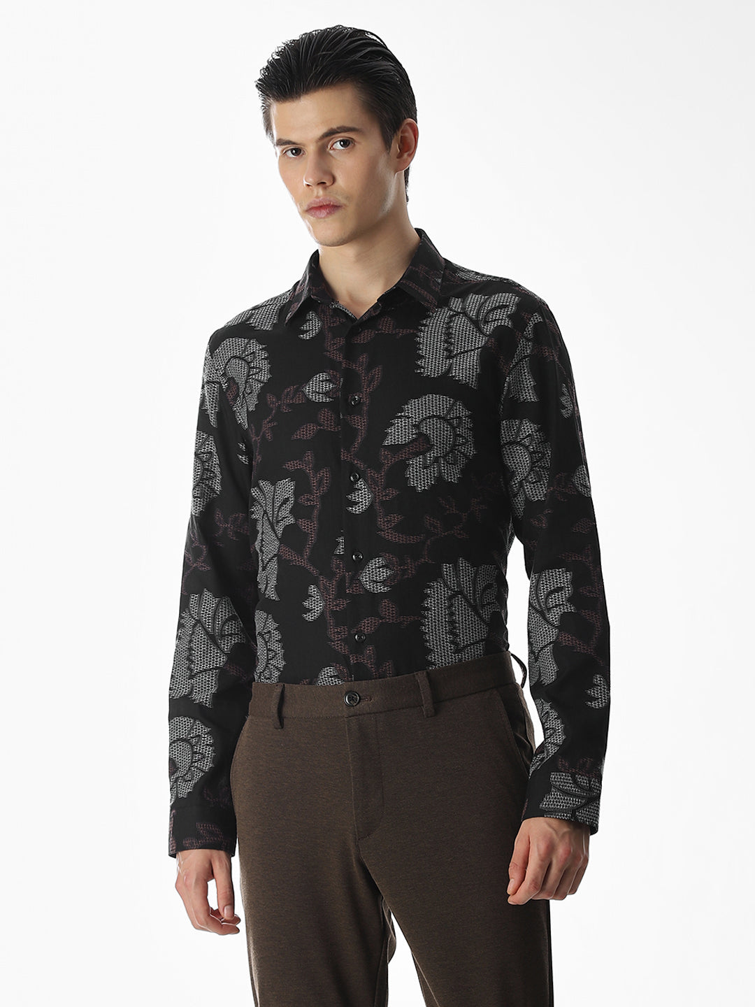Black Jacquard Cotton Shirt