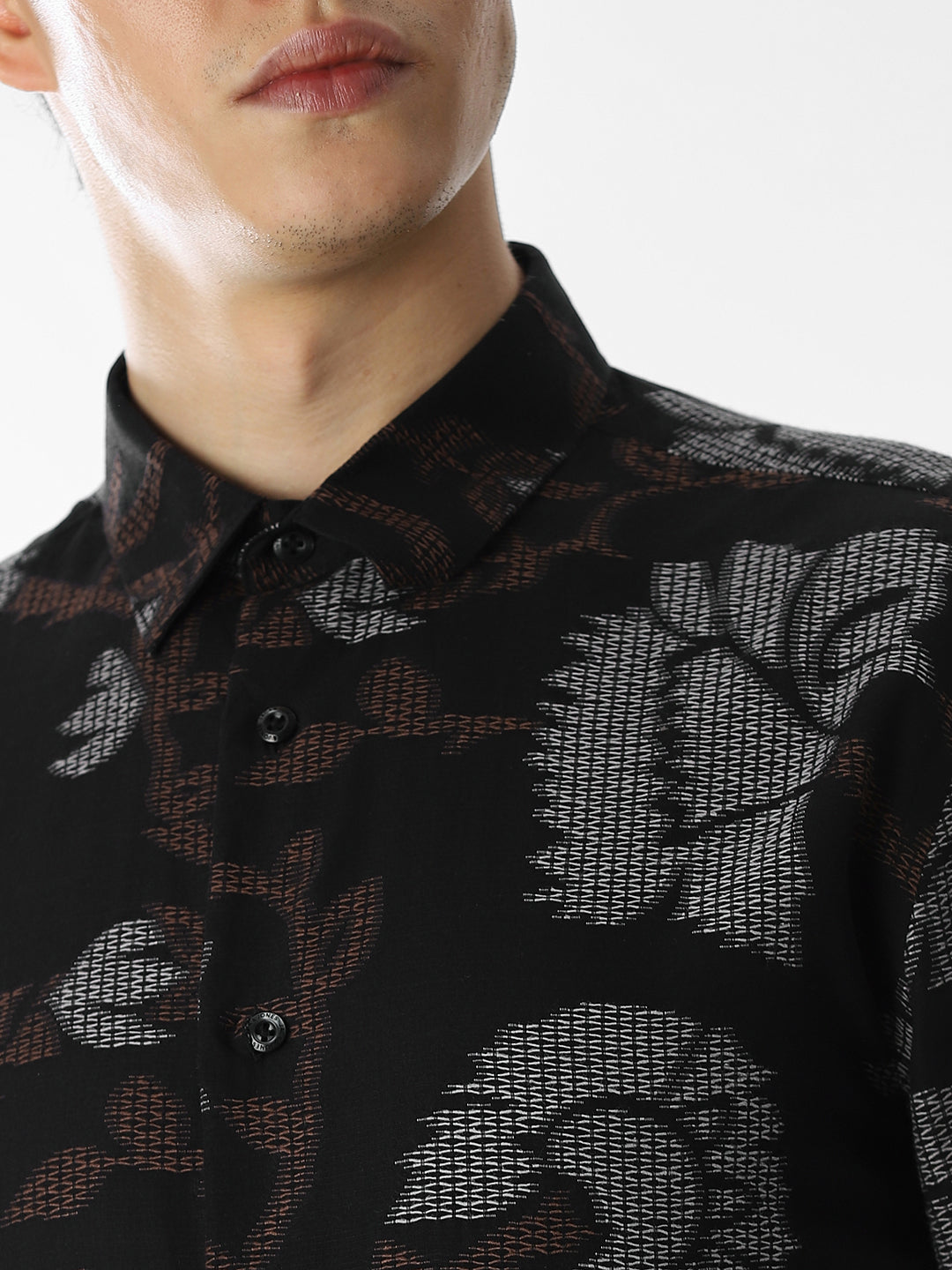 Black Jacquard Cotton Shirt