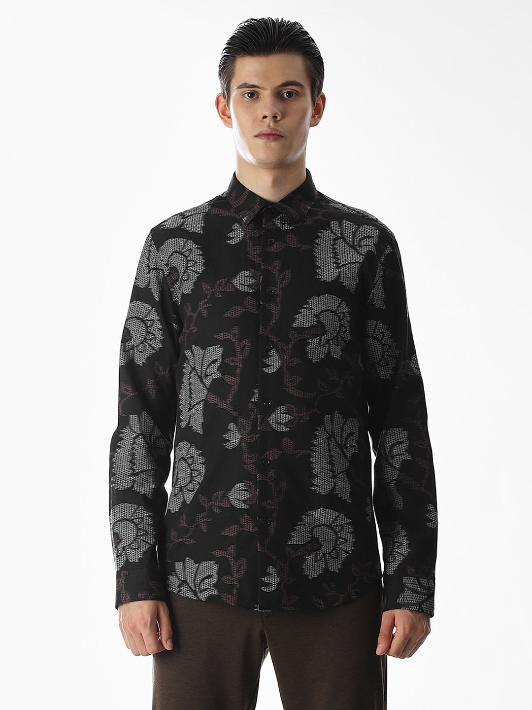 Black Jacquard Cotton Shirt