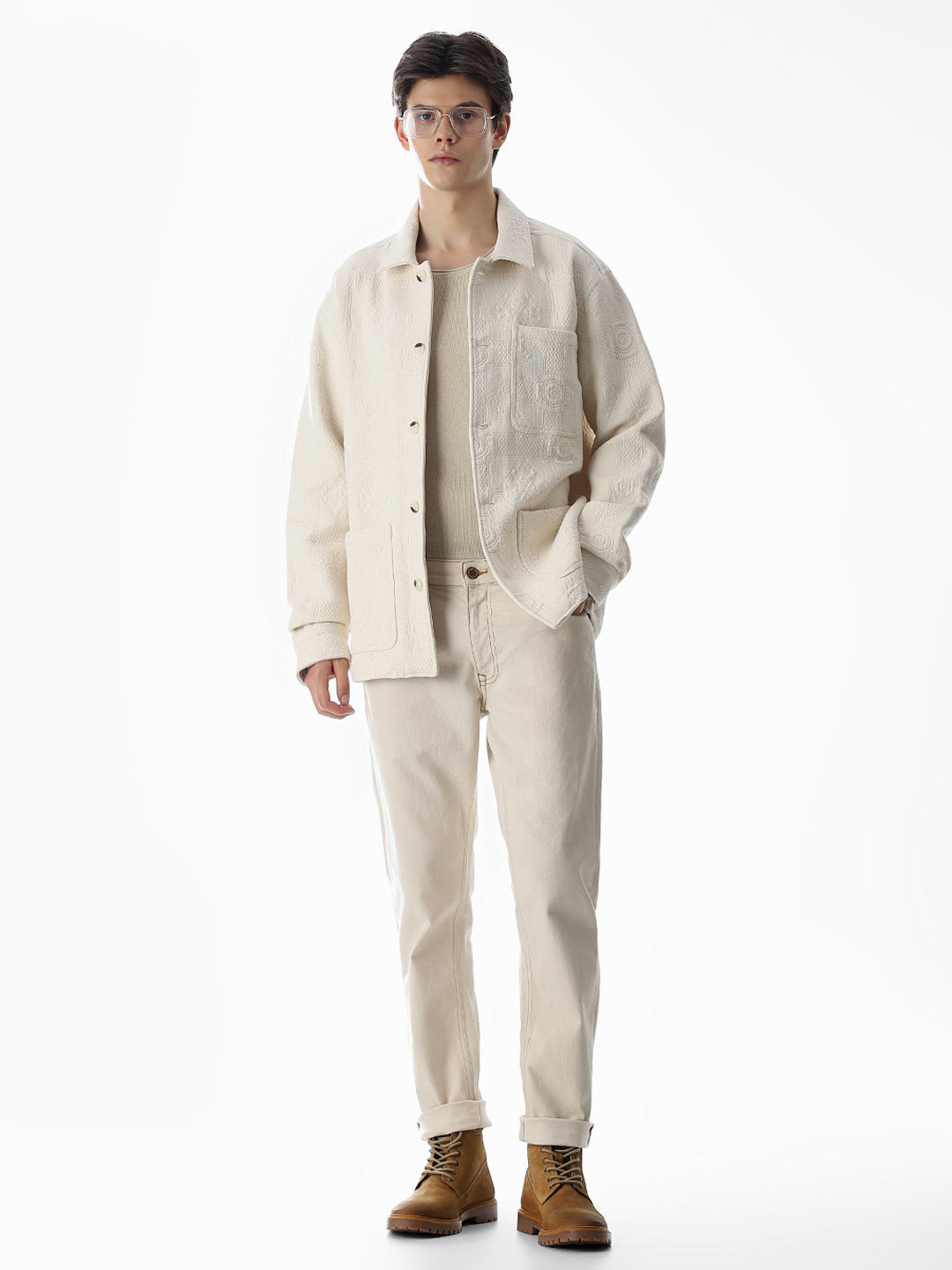Off-White Cotton Front-open Overshirt