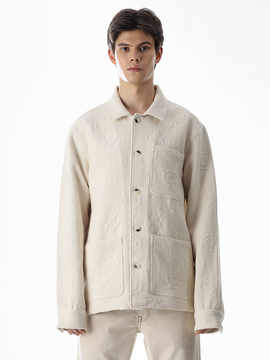Off-White Cotton Front-open Overshirt
