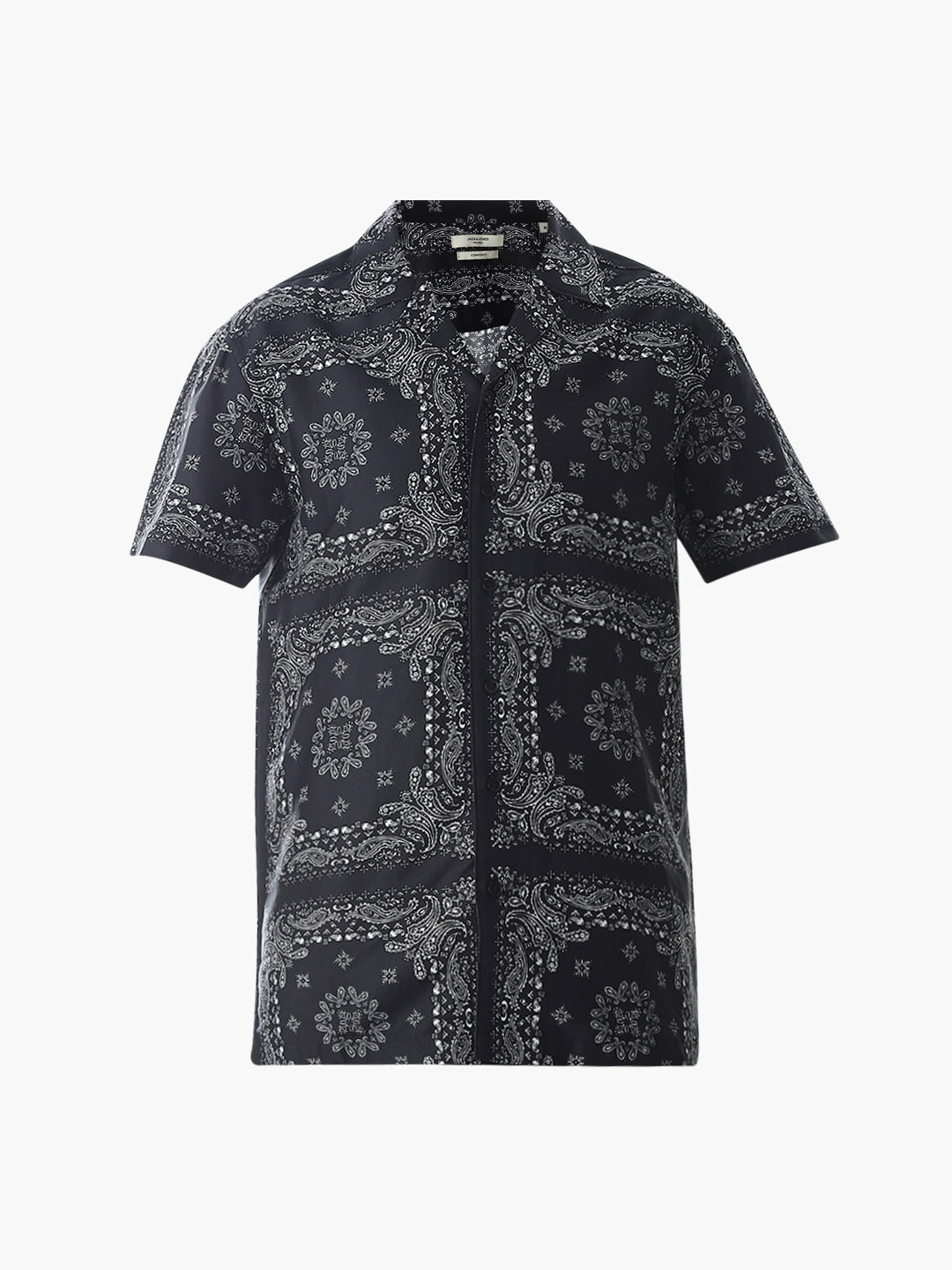 Black Bandana Print Cotton Shirt