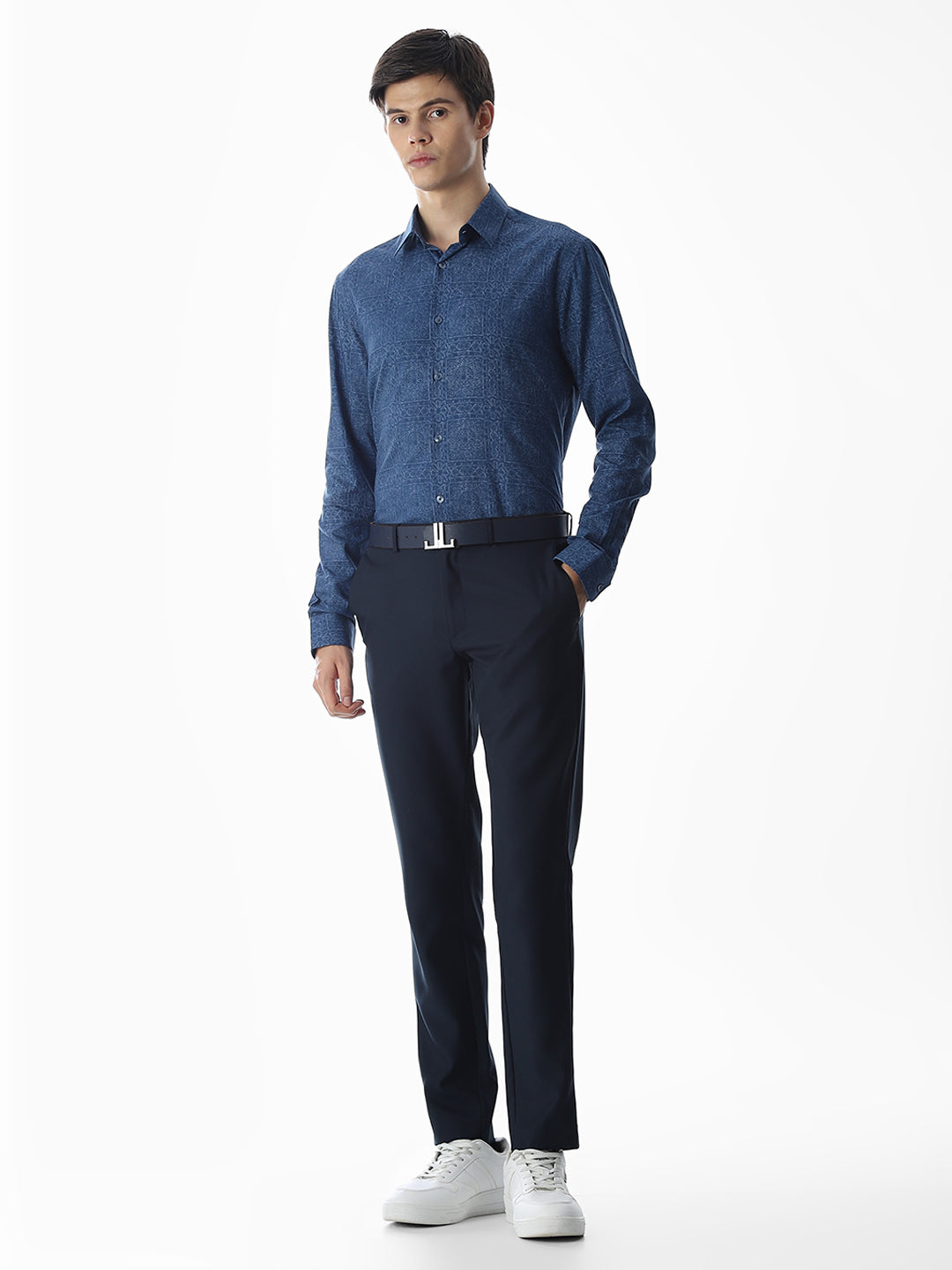 Blue Printed Cotton Shirt