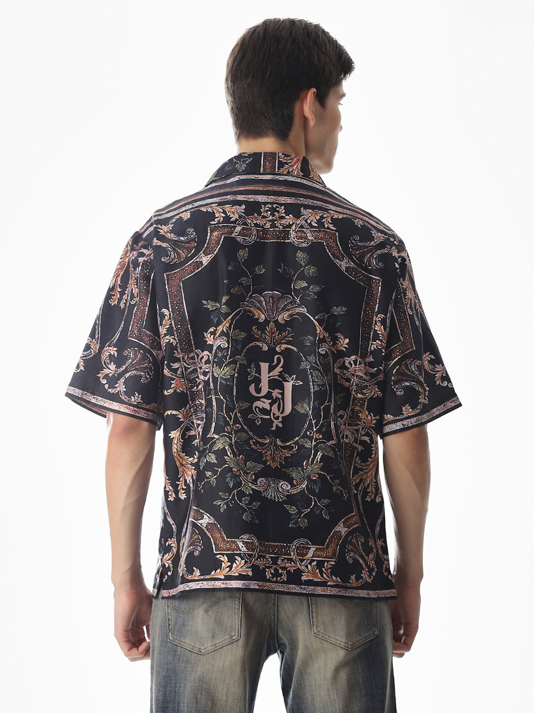 Black Abstract Print Oversized Shirt