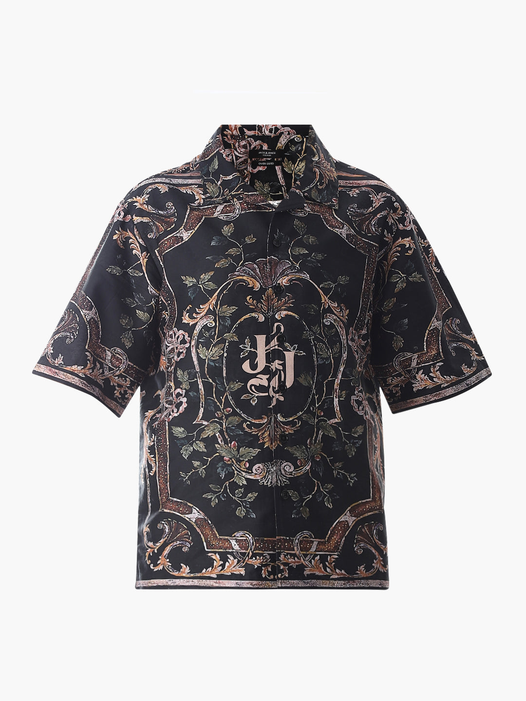 Black Abstract Print Oversized Shirt