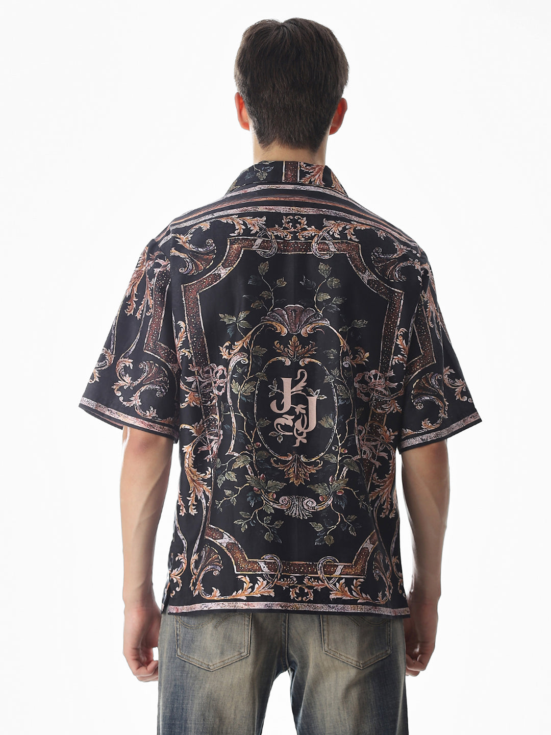 Black Abstract Print Oversized Shirt