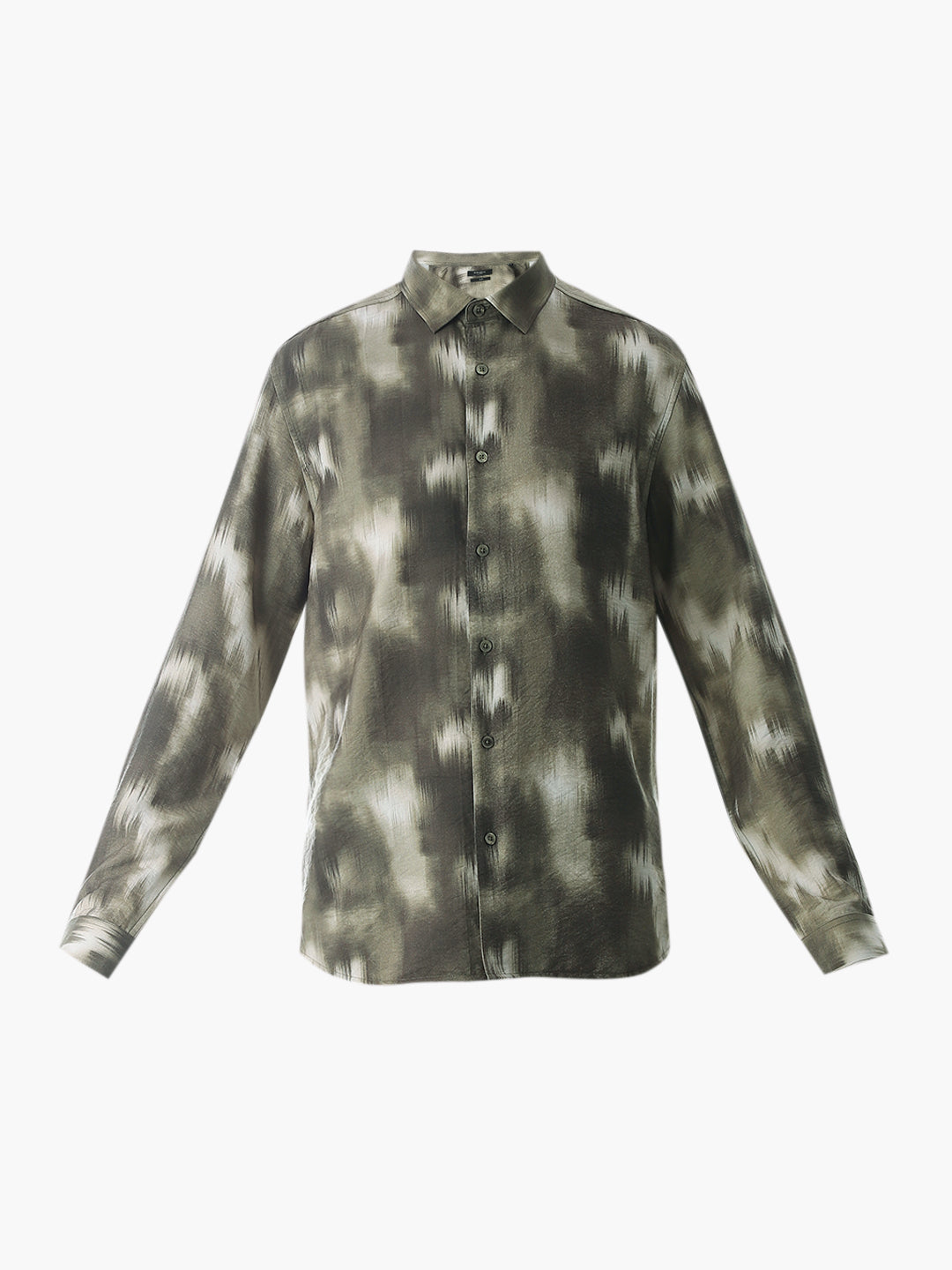 Dark Olive Abstract Print Shirt