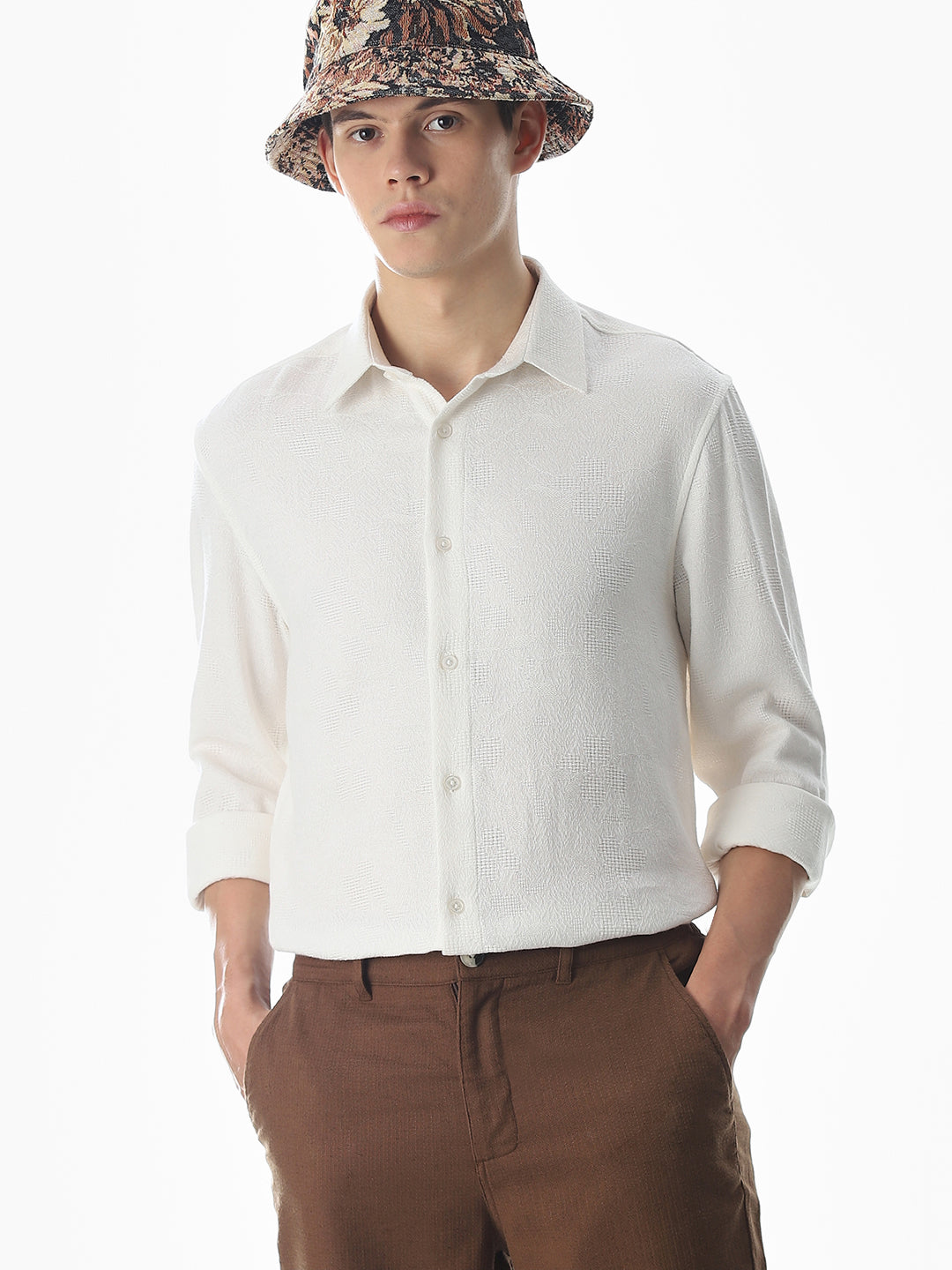 White Cotton Slim Fit Shirt