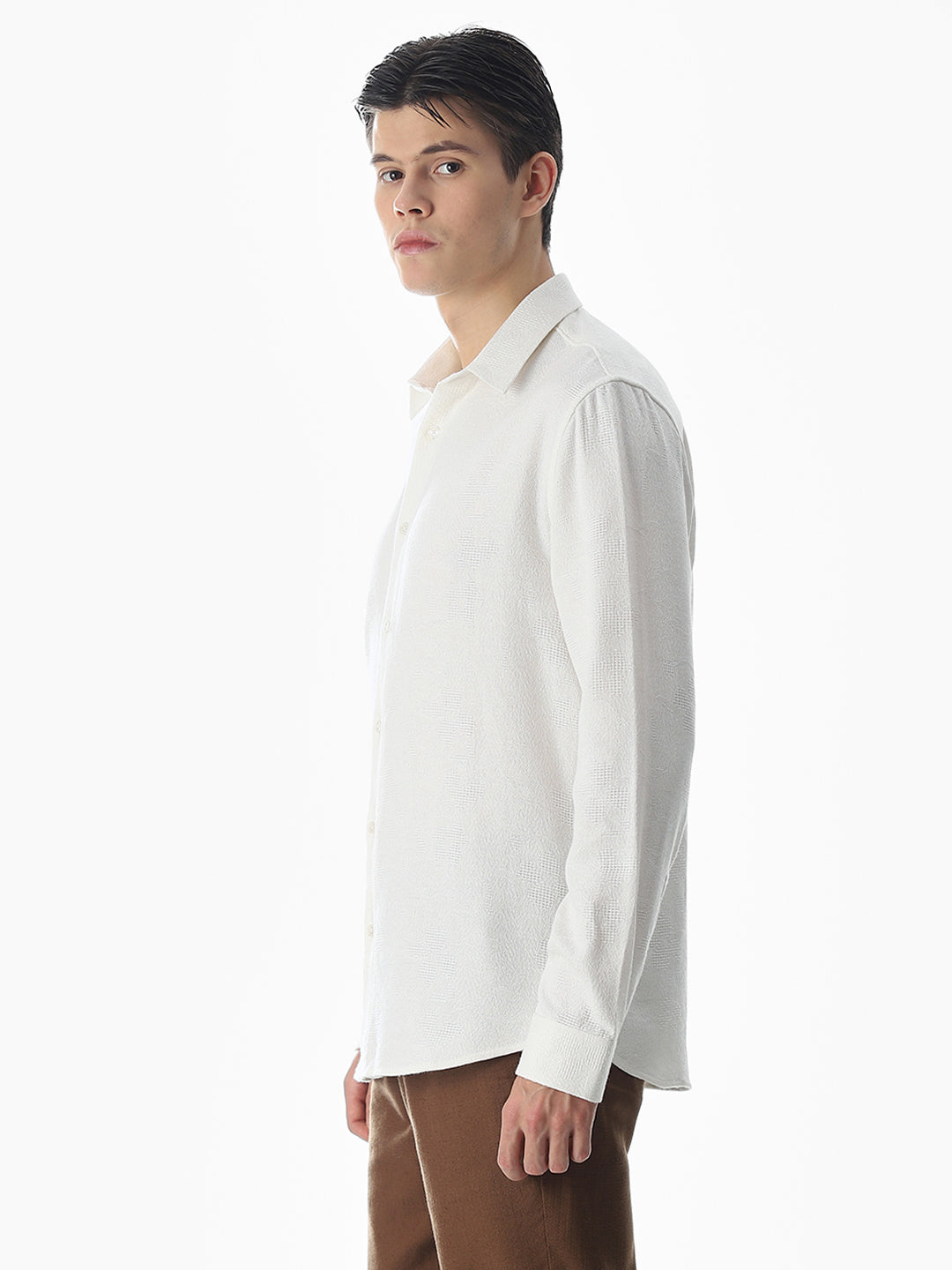 White Cotton Slim Fit Shirt