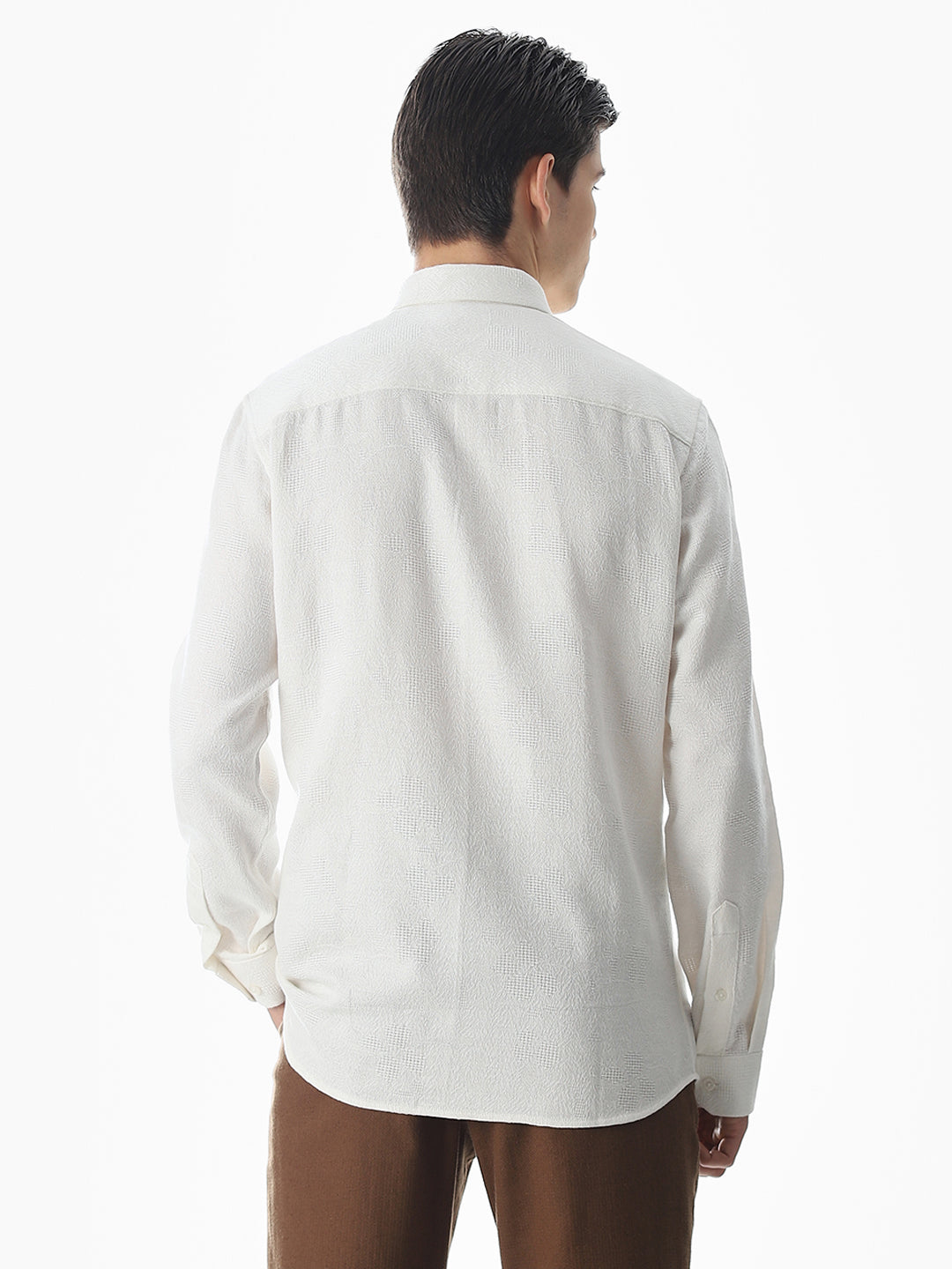 White Cotton Slim Fit Shirt