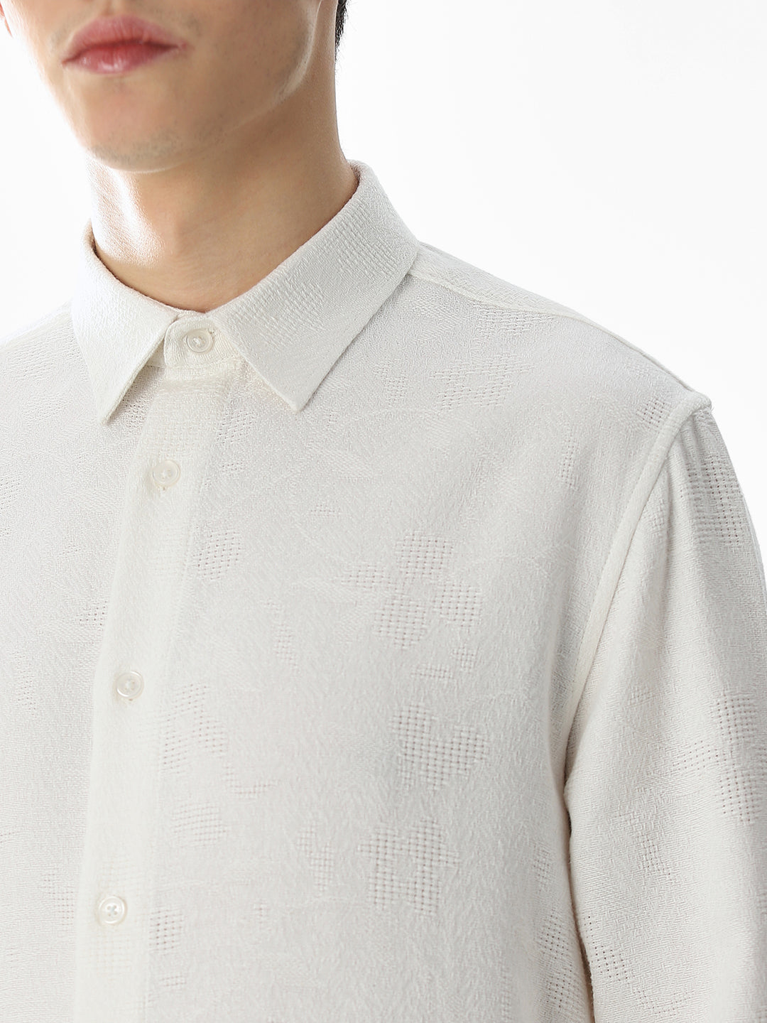 White Cotton Slim Fit Shirt