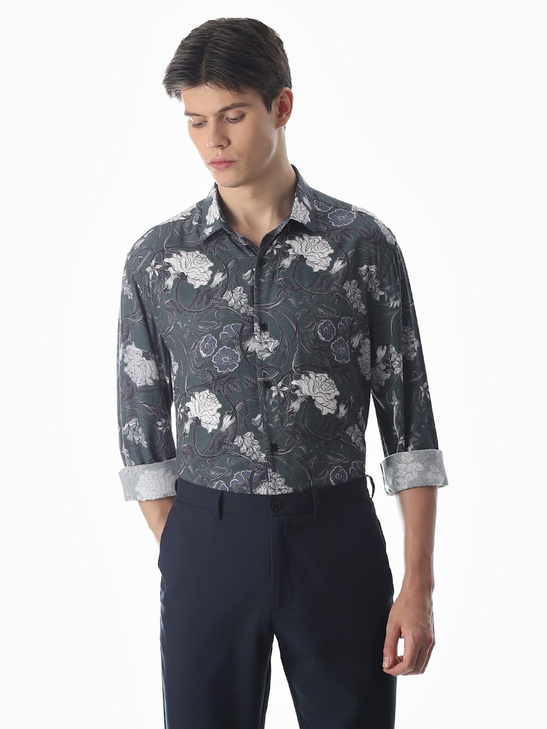 Green Printed Cotton Shirt