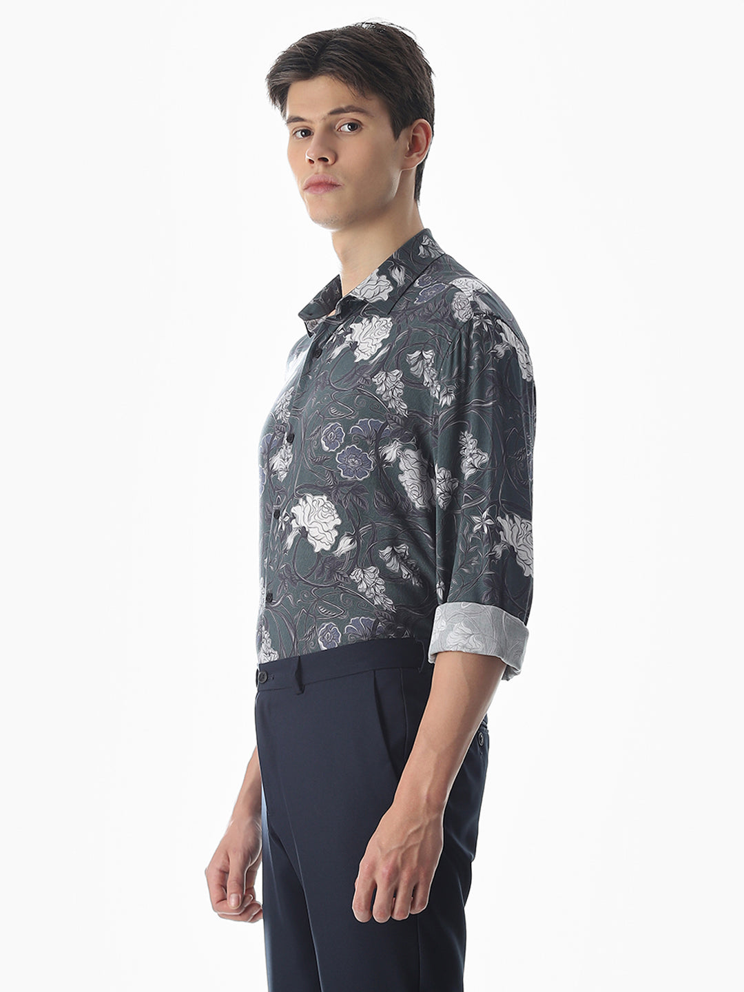 Green Printed Cotton Shirt