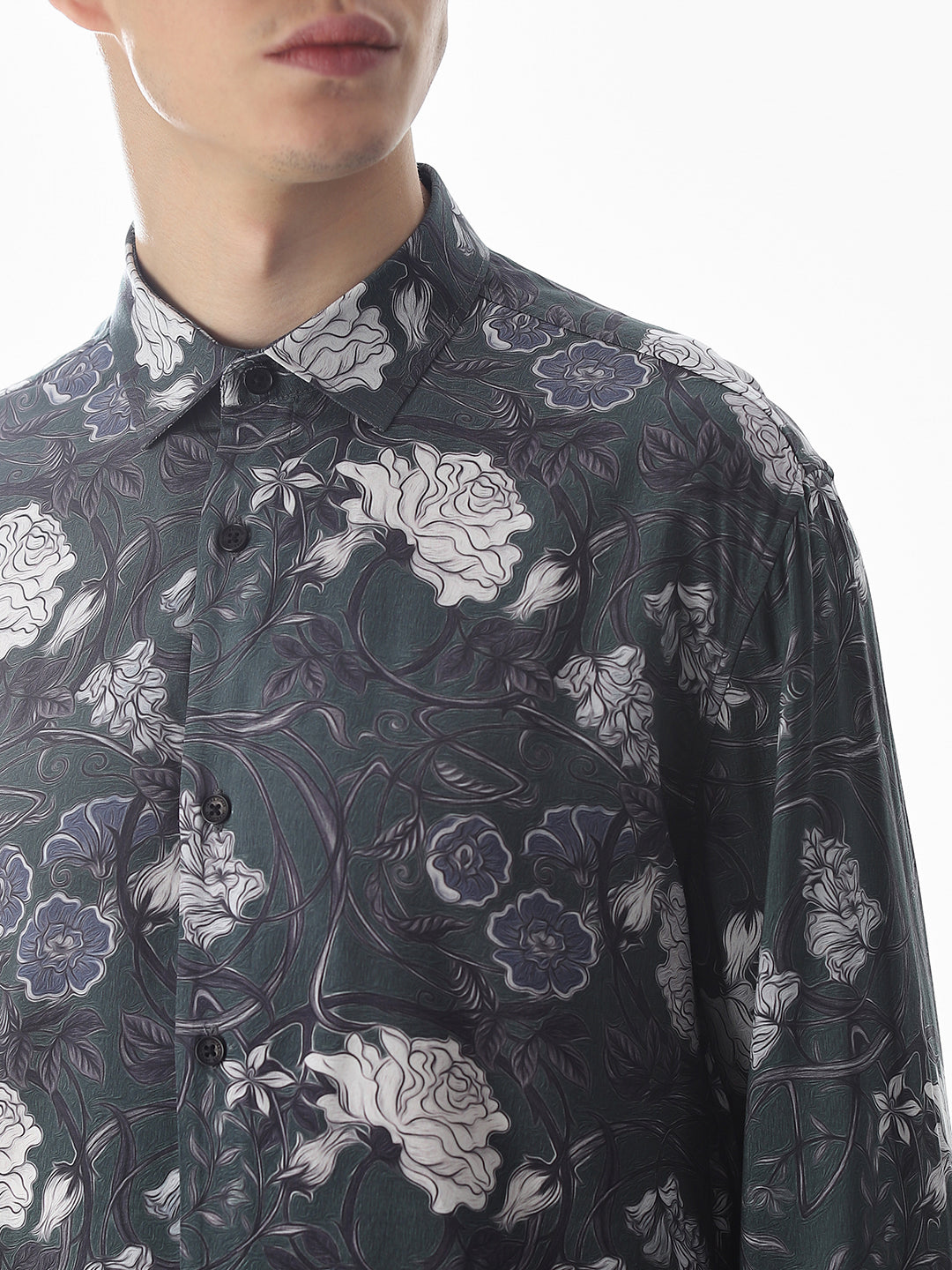 Green Printed Cotton Shirt