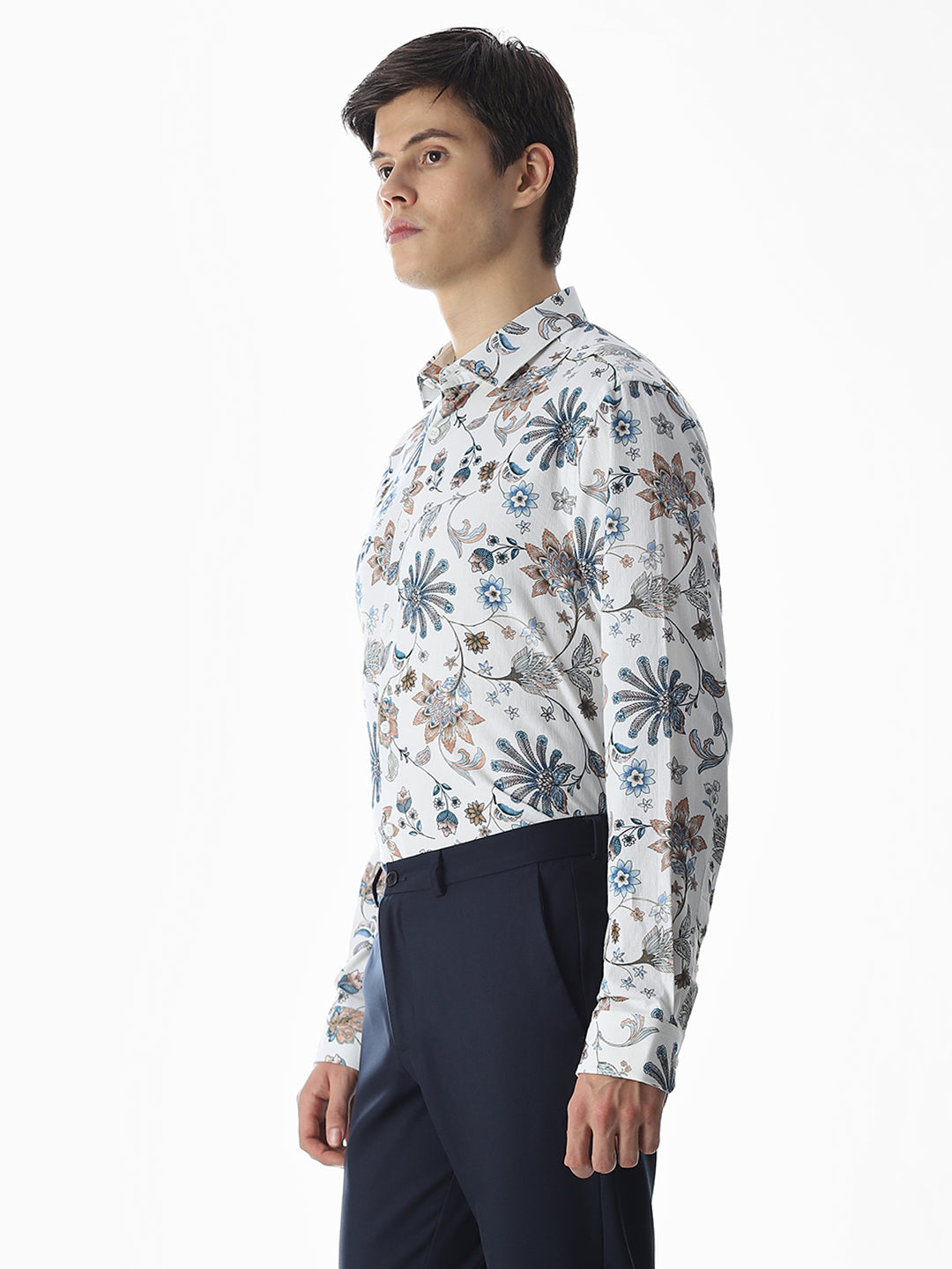 White Printed Cotton Shirt