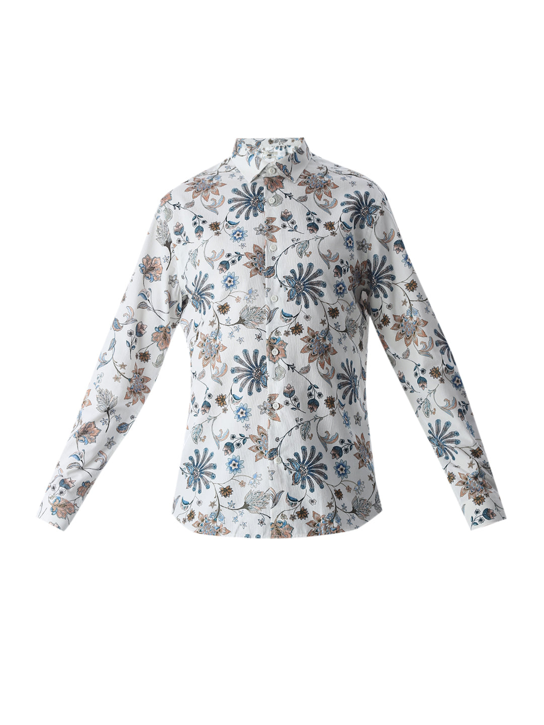 White Printed Cotton Shirt