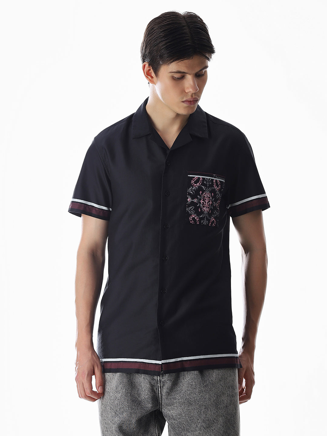 Black Resort Collar Comfort Fit Shirt