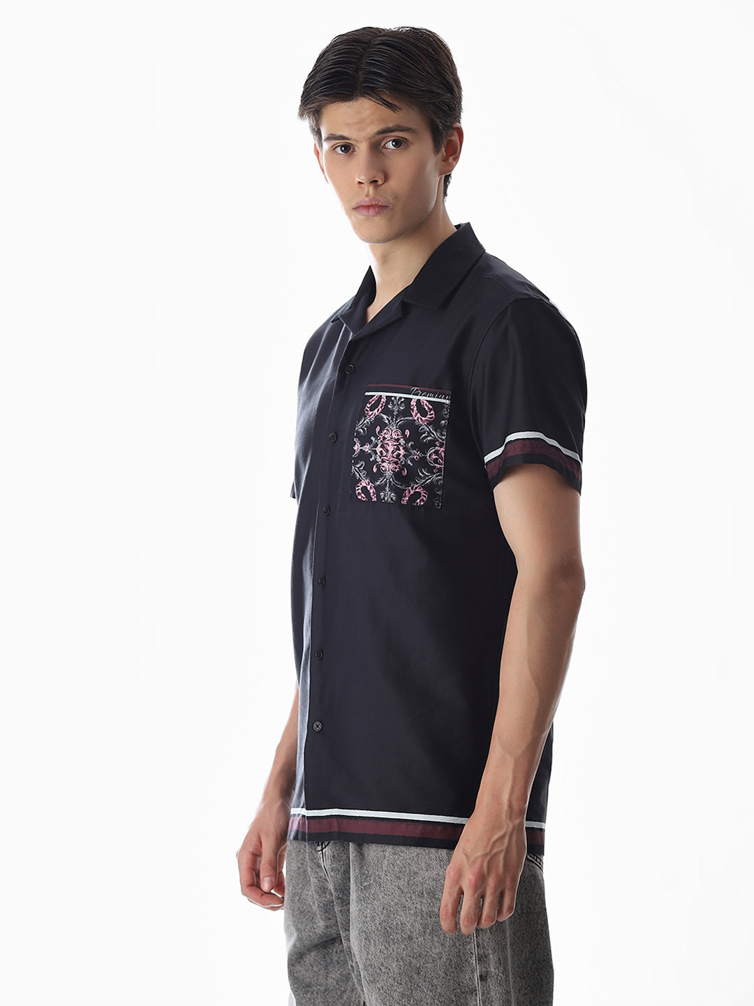 Black Resort Collar Comfort Fit Shirt