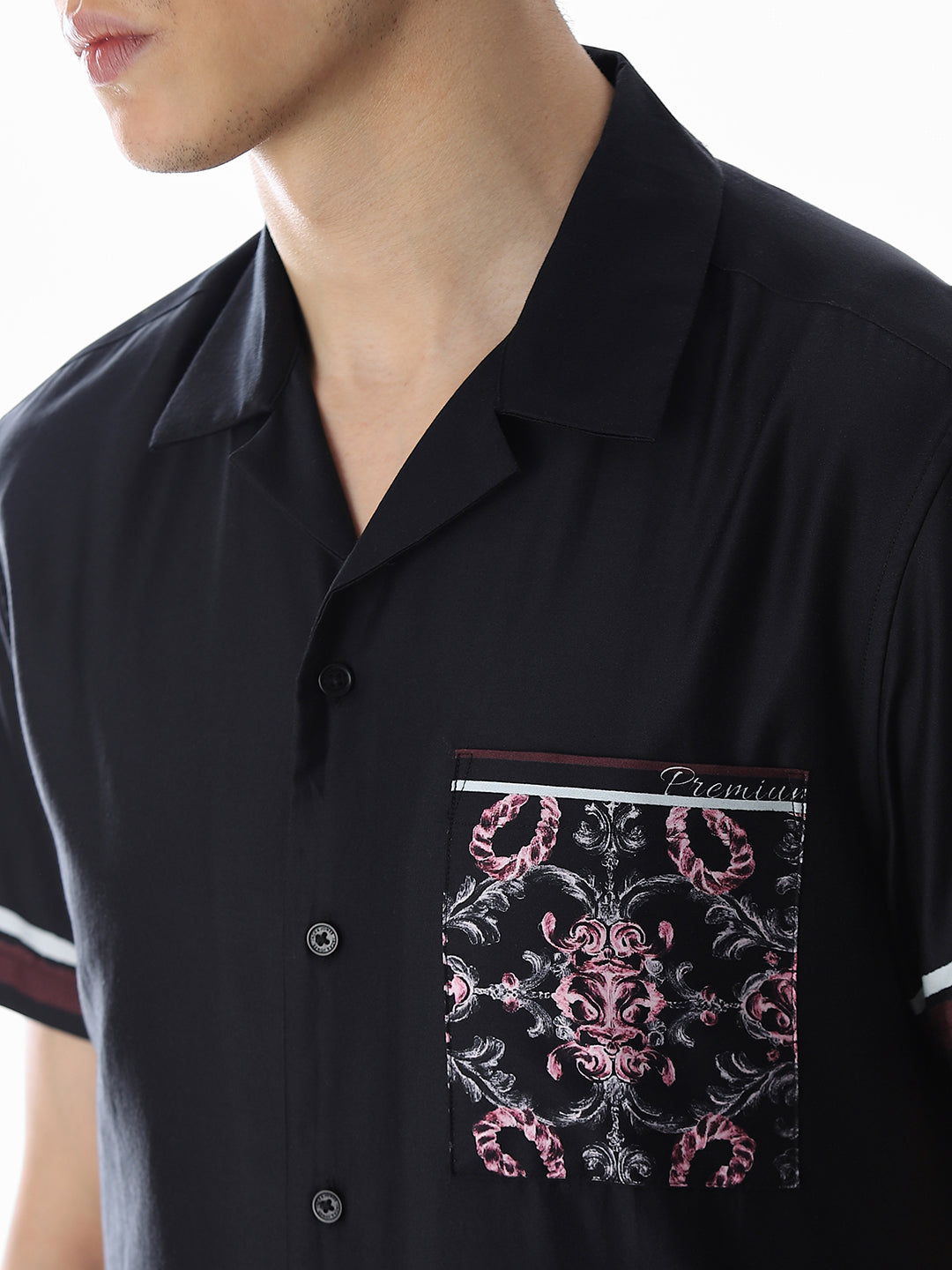 Black Resort Collar Comfort Fit Shirt