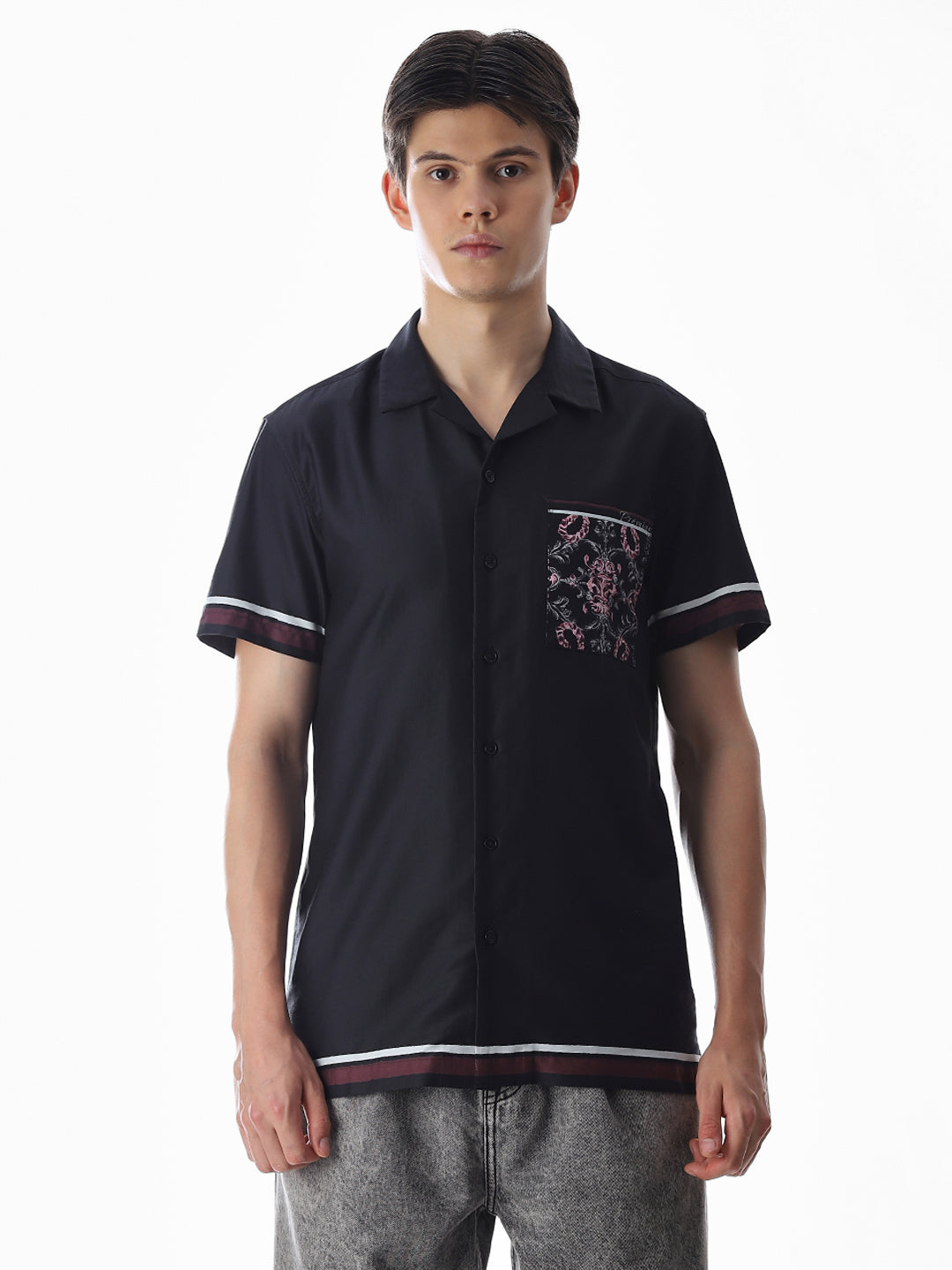 Black Resort Collar Comfort Fit Shirt