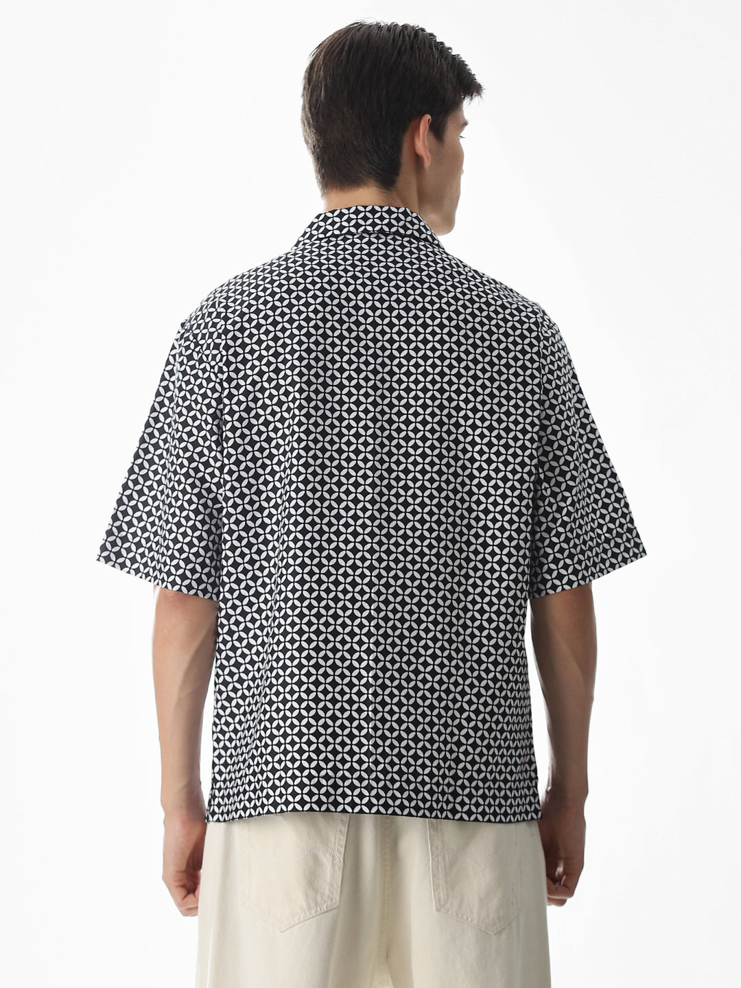 Black Abstract Print Oversized Shirt