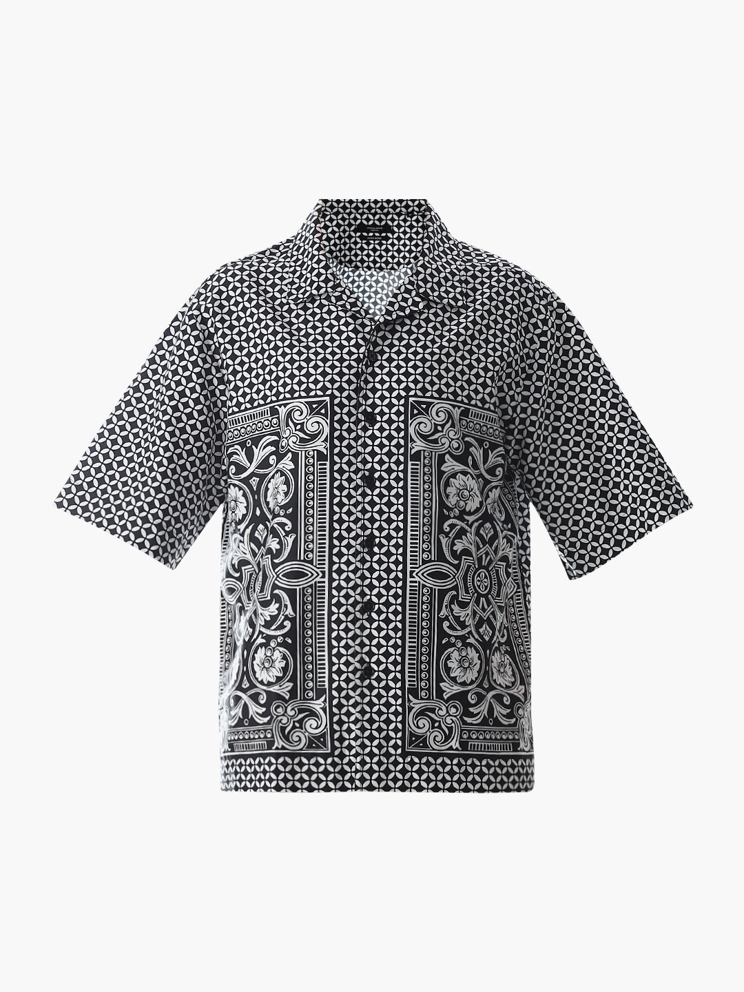 Black Abstract Print Oversized Shirt