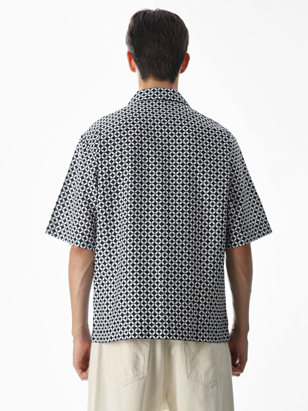 Black Abstract Print Oversized Shirt