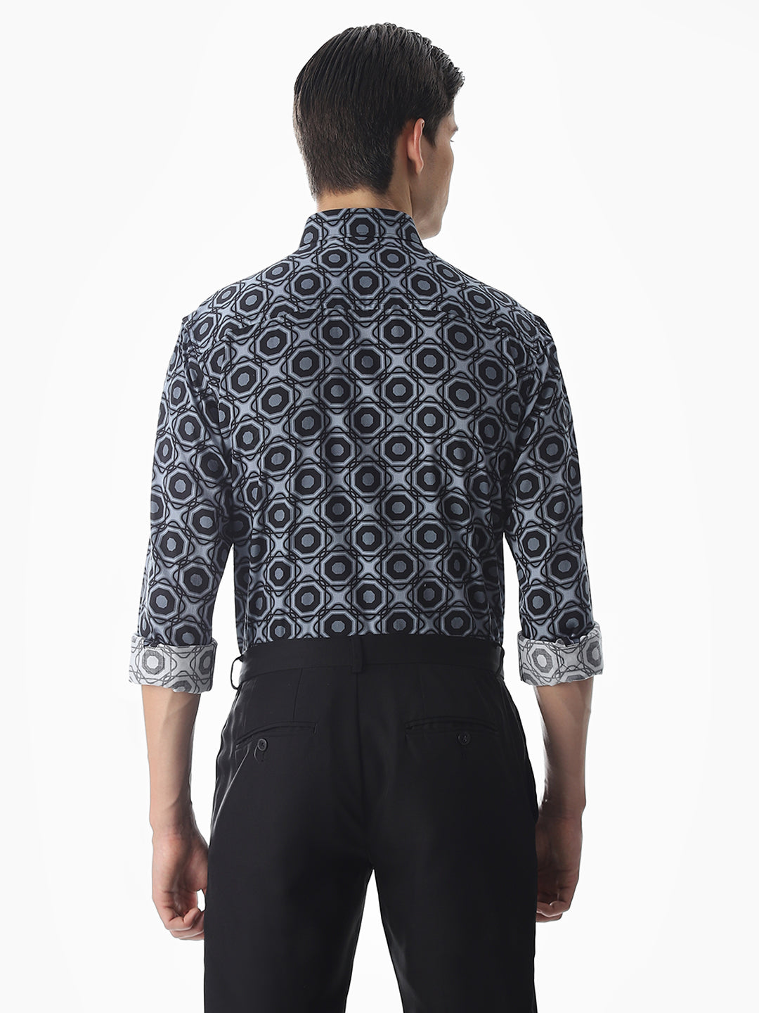 Grey Printed Cotton Shirt