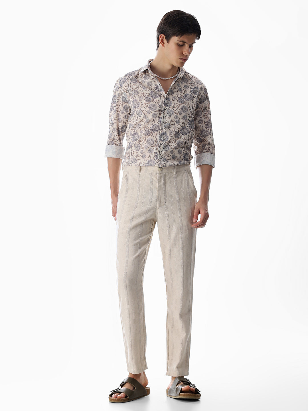 Beige Printed Cotton Shirt