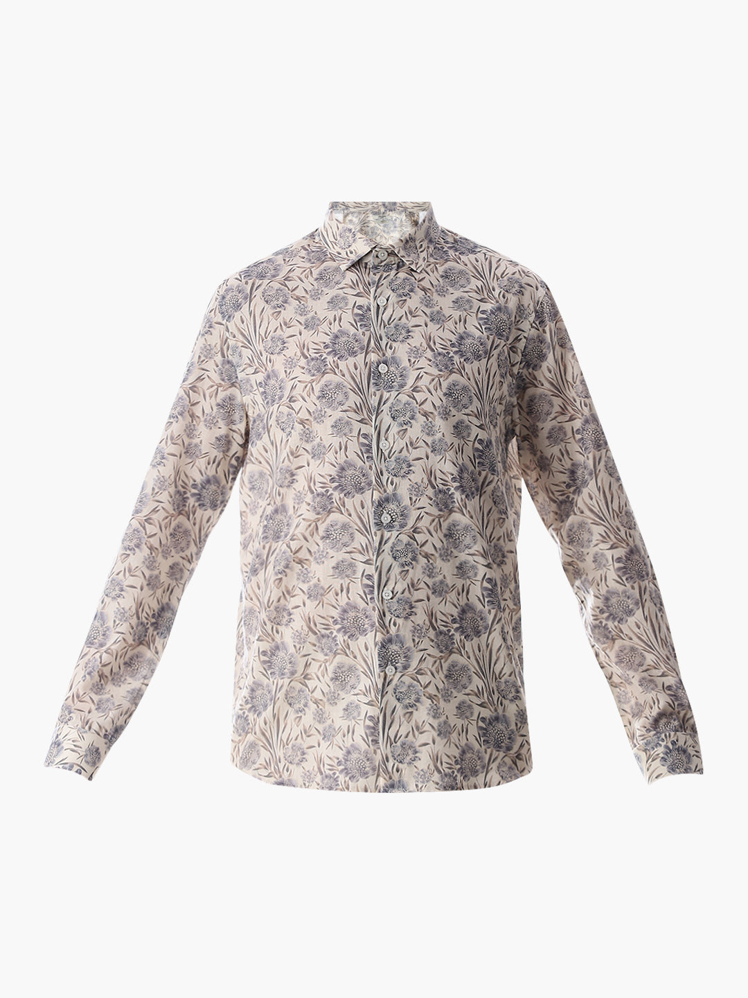 Beige Printed Cotton Shirt