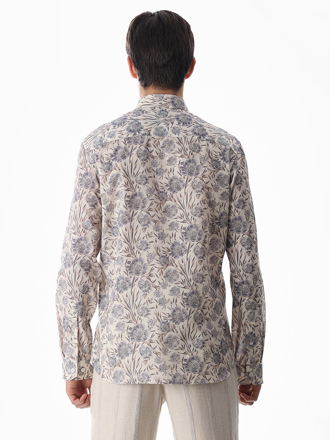 Beige Printed Cotton Shirt