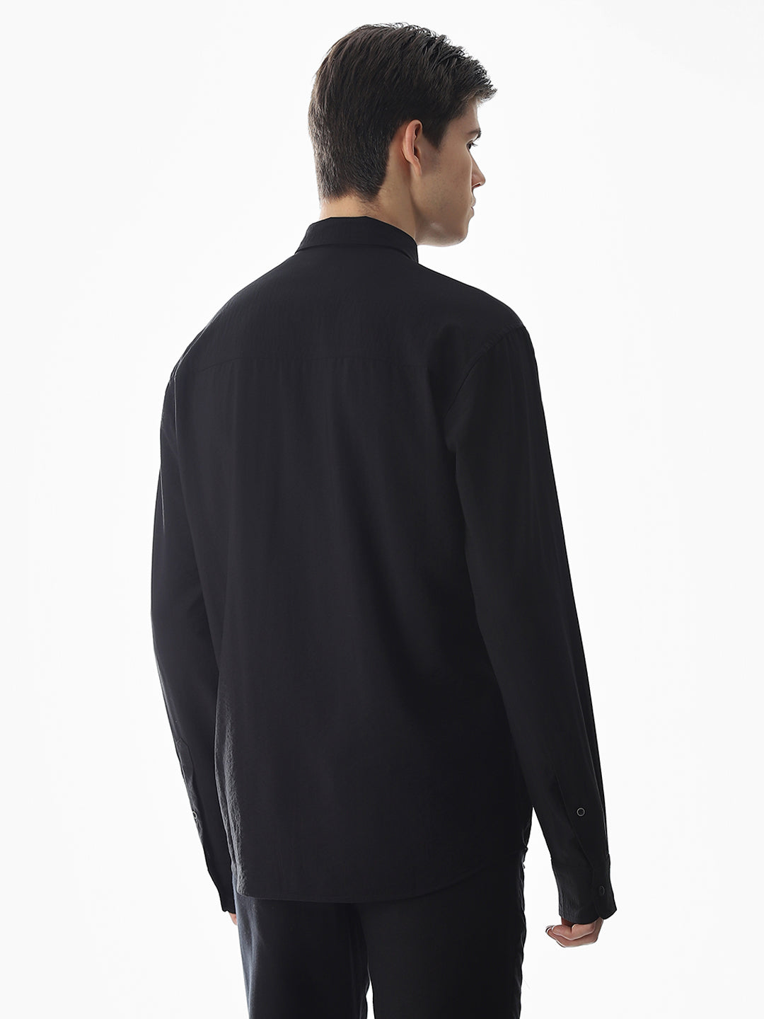 Black Embroidered Slim Fit Shirt