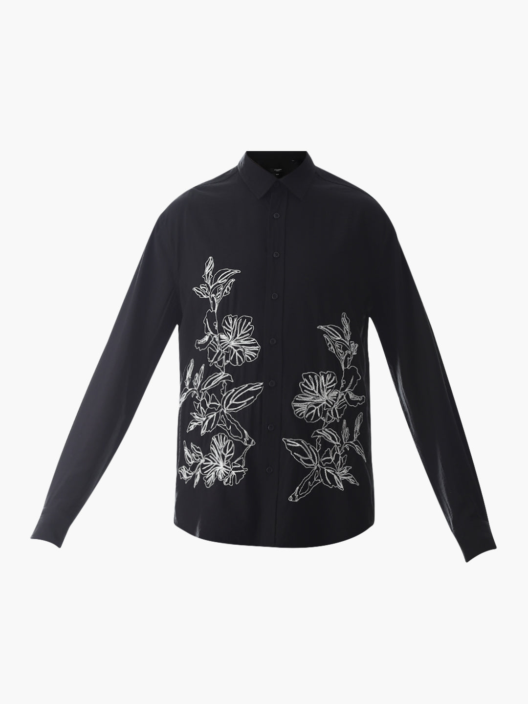 Black Embroidered Slim Fit Shirt