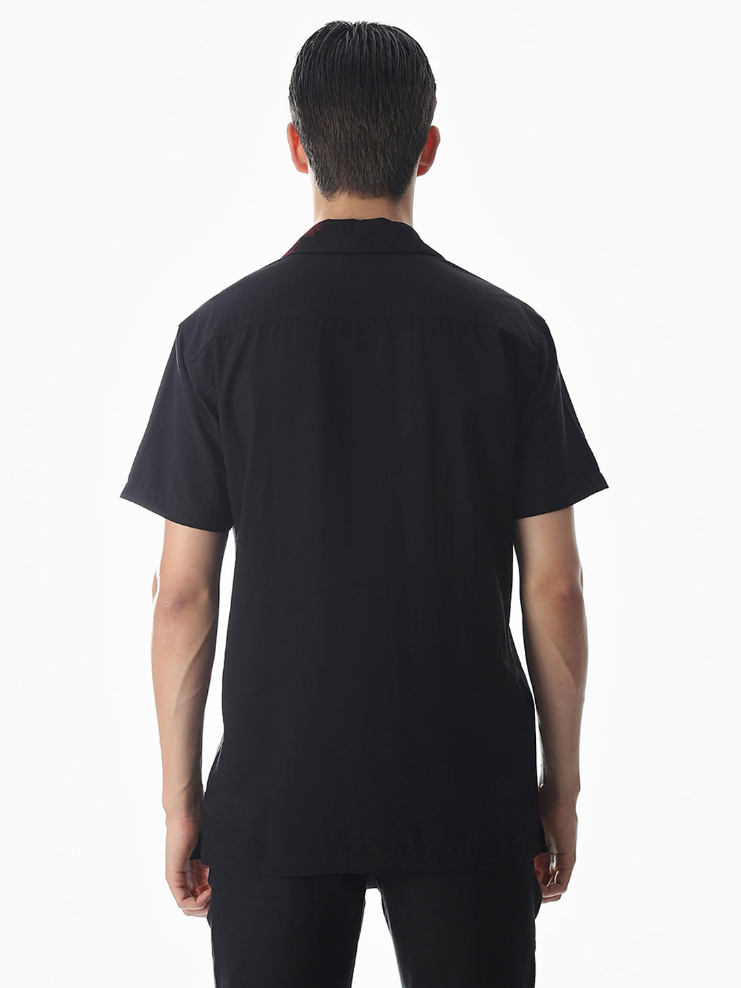 Black Embroidered Comfort Fit Shirt