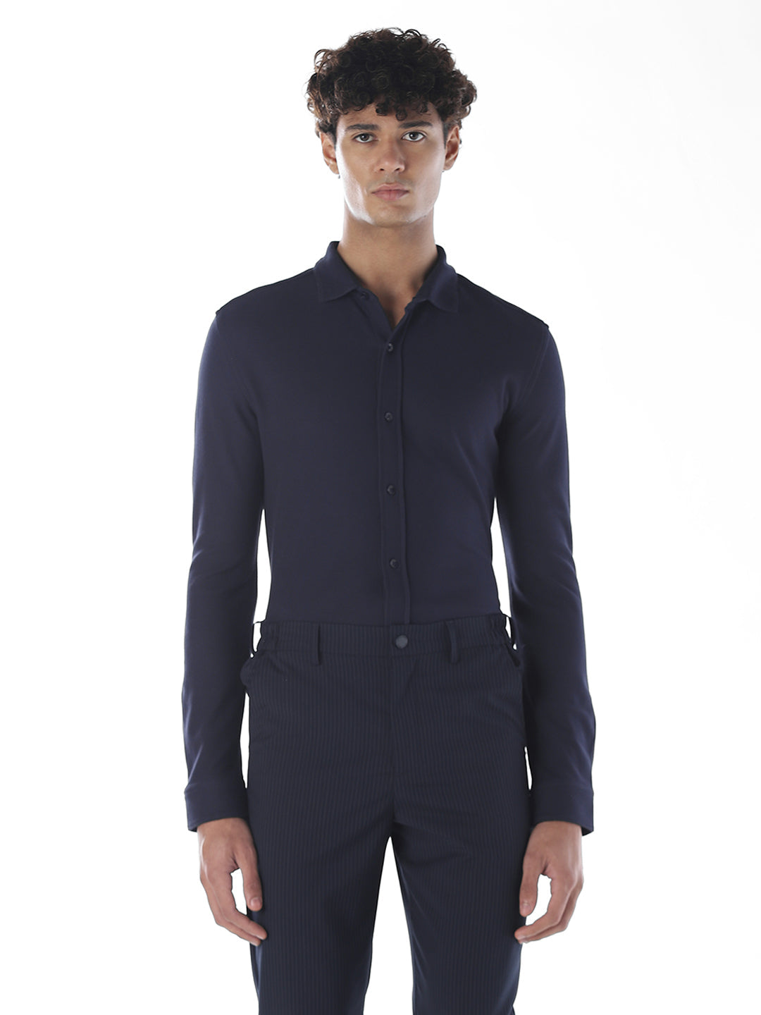 Slim Fit Knitted Cotton Shirt