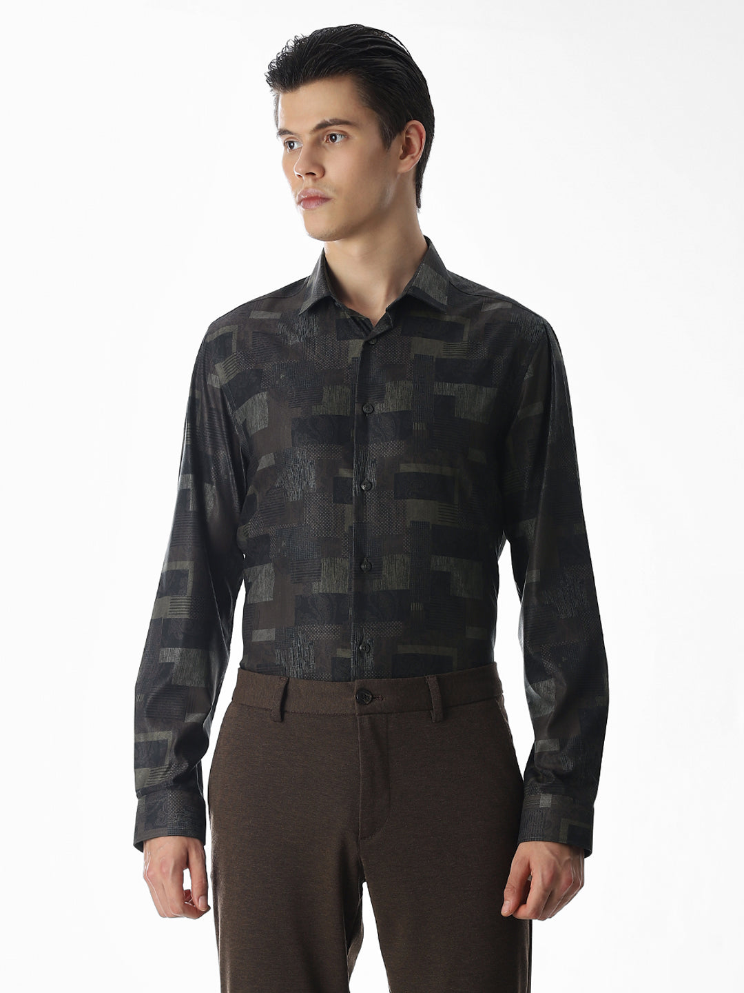 Dark Brown Printed Shirt