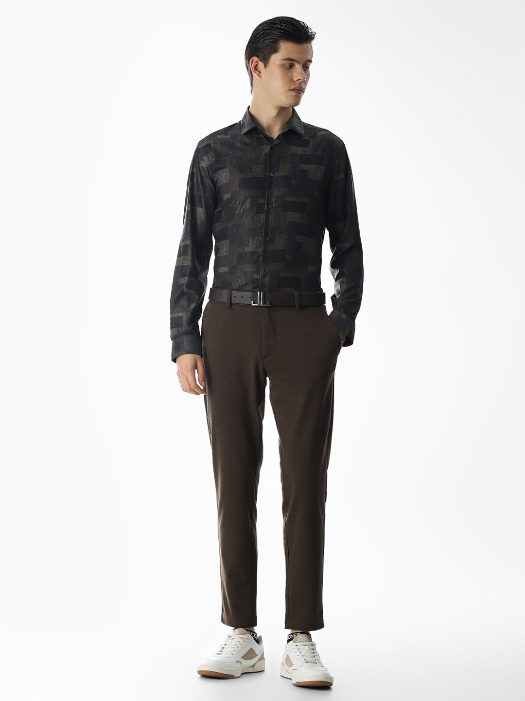 Dark Brown Printed Shirt