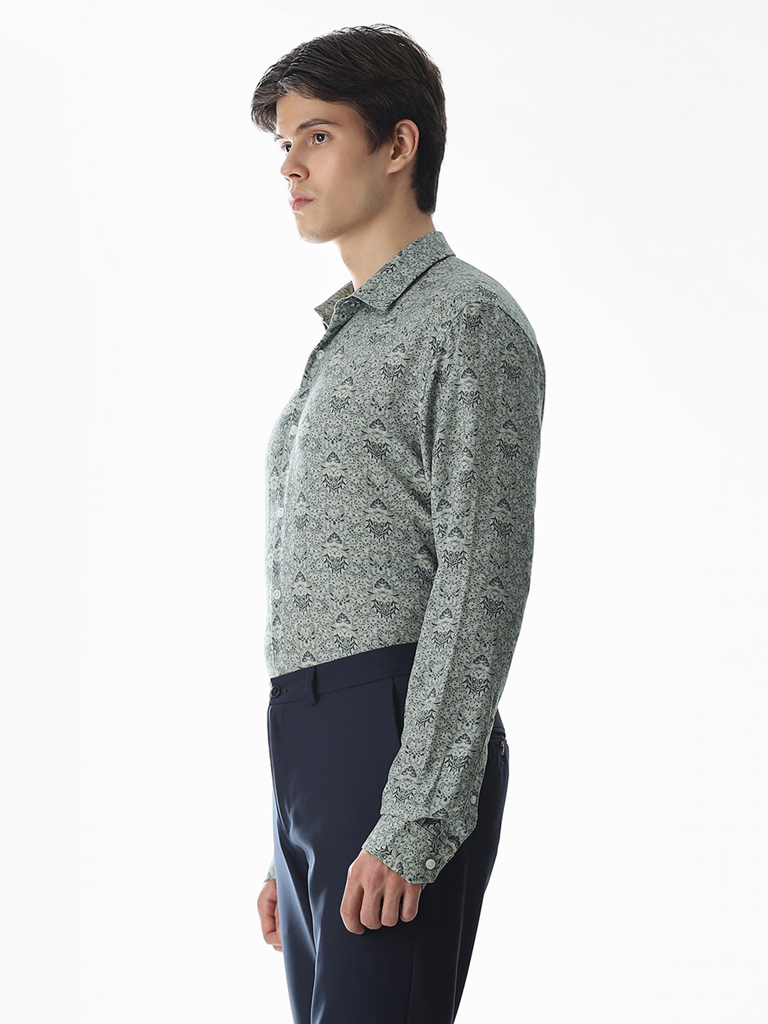 Green Printed Viscose Blend Shirt