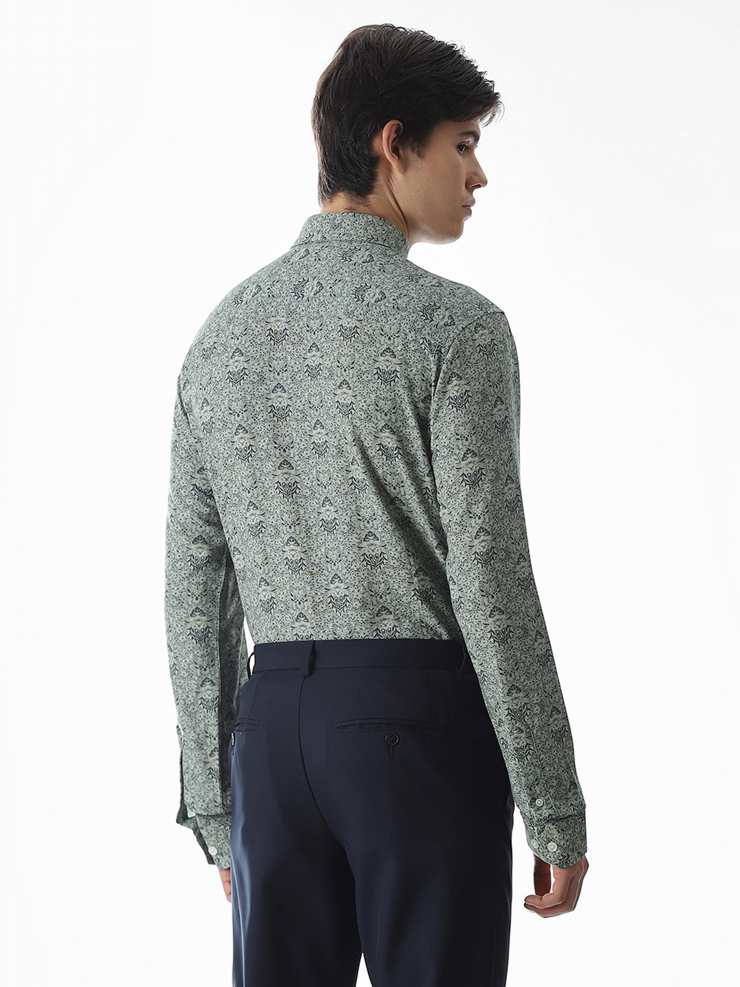 Green Printed Viscose Blend Shirt