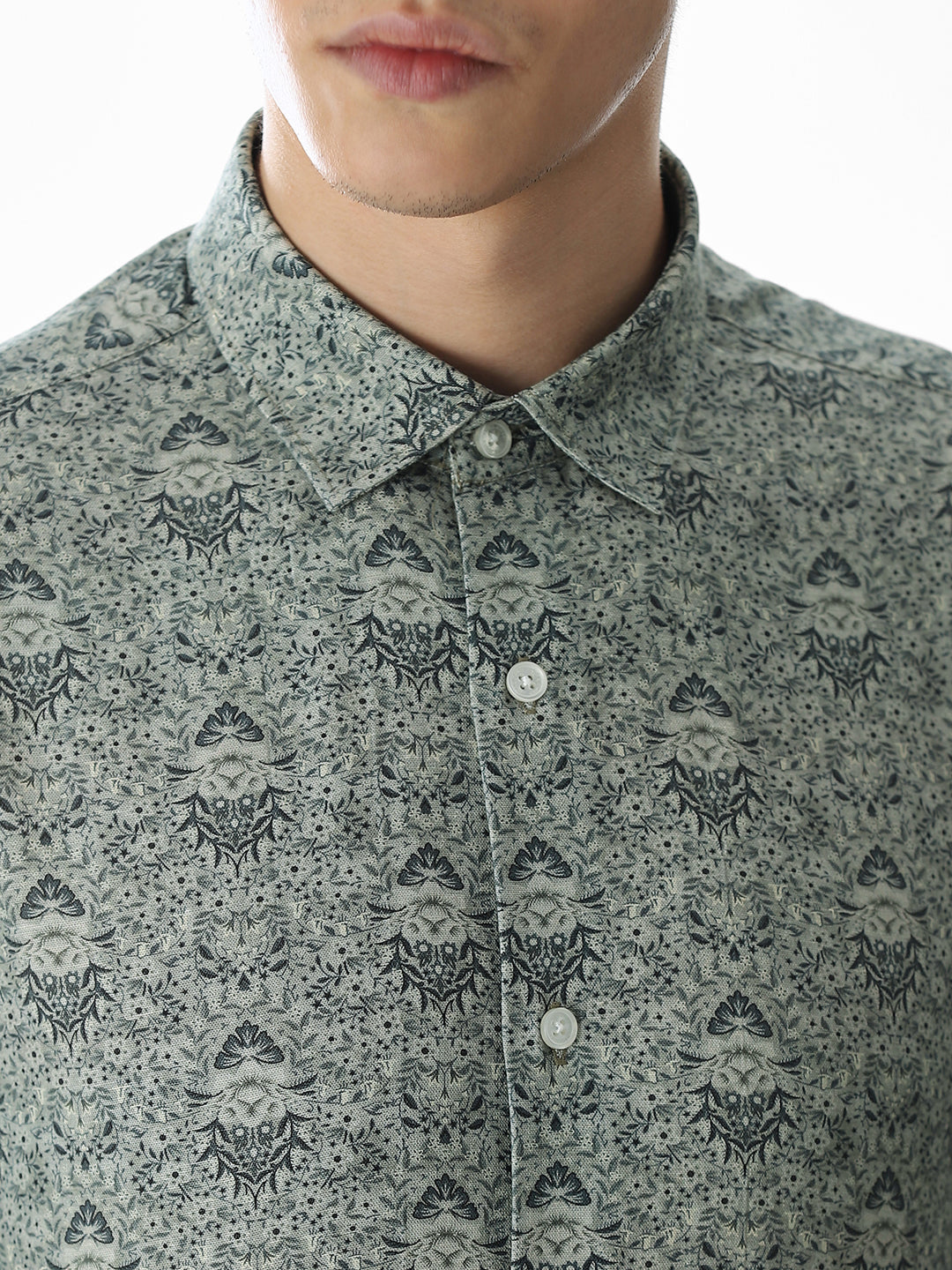 Green Printed Viscose Blend Shirt