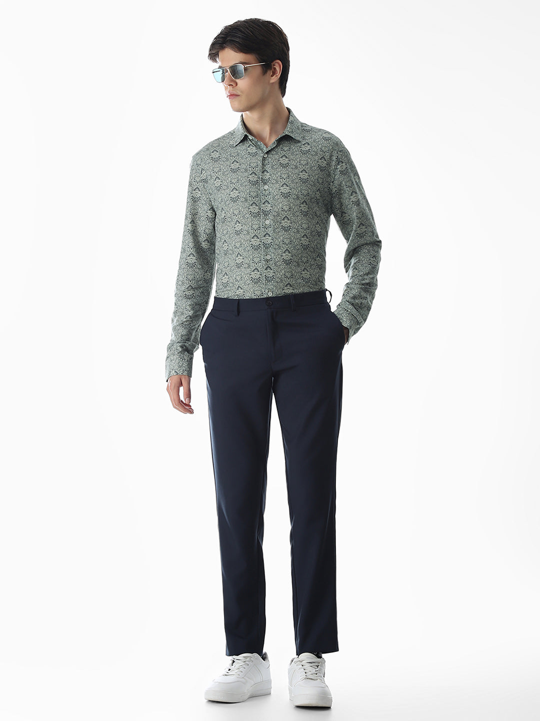 Green Printed Viscose Blend Shirt