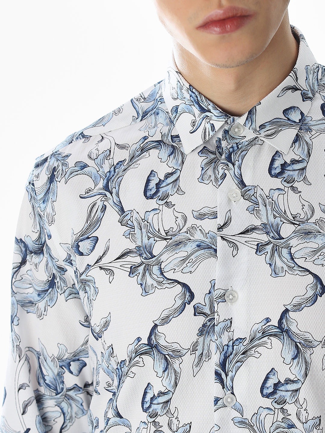White Printed Cotton Shirt