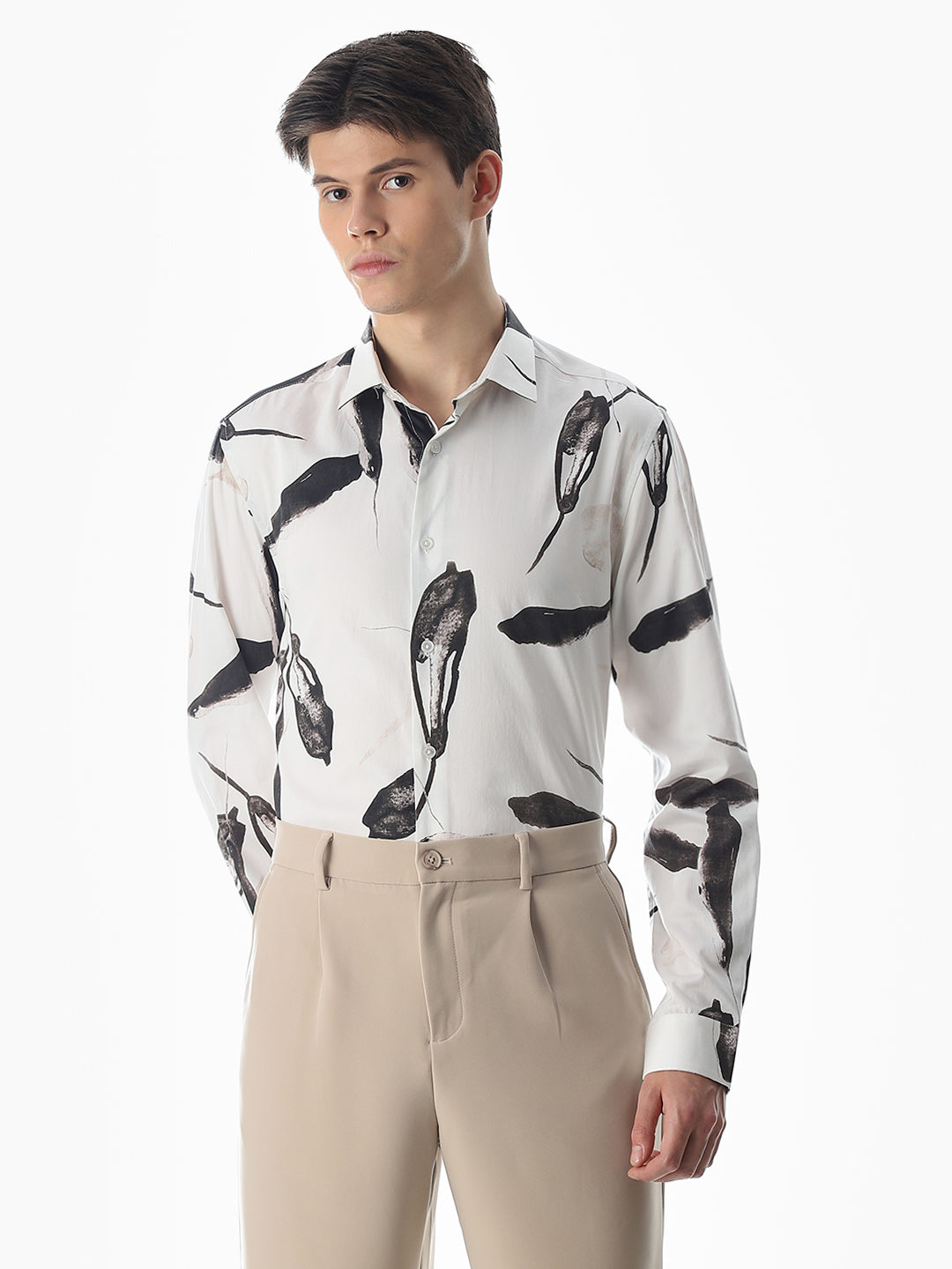 White Printed Cotton Shirt