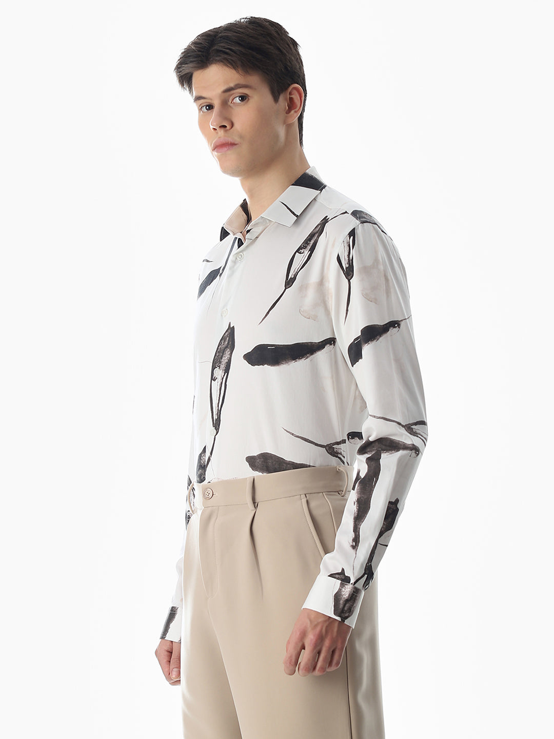 White Printed Cotton Shirt