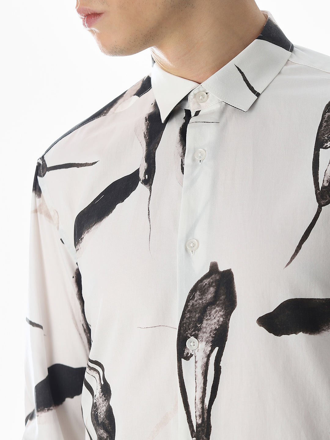 White Printed Cotton Shirt